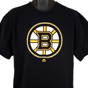 Boston Bruins T Shirt Mens Size XL Black NHL Hockey Majestic Massachusetts